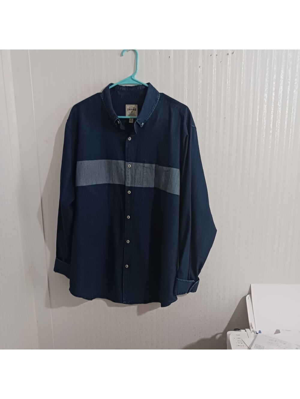 Indigo Premium Classic Fit Men Denim Blue Long sleeves  Button Down Shirt XXL